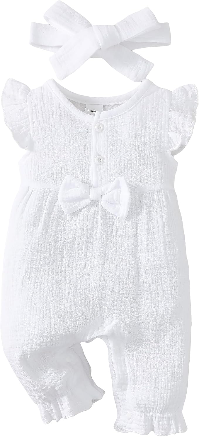 Renotemy Newborn Baby Girl Clothes Romper Summer Outfits Preemie-18Months | by Renotemy