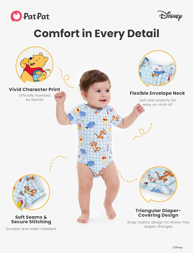 Disney Baby Viscose Made from Bamboo 3-Pack Bodysuits Set Newborn to Infant - Image 7