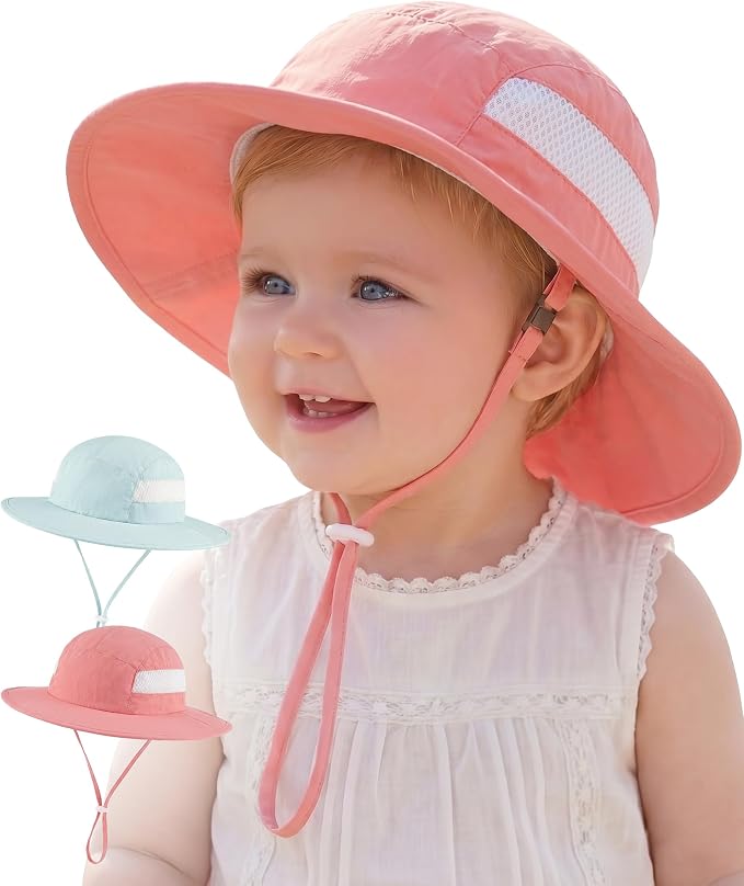 HONGTEYA 2 Pack Baby Sun Hat Infant Toddler Boys Girls Sun Protection Bucket by HONGTEYA