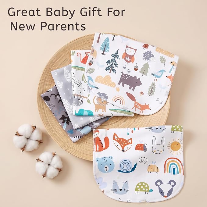 5Pcs Burp Cloths Baby Boy & Girl Soft Absorbent Baby Burp Cloths - Image 6