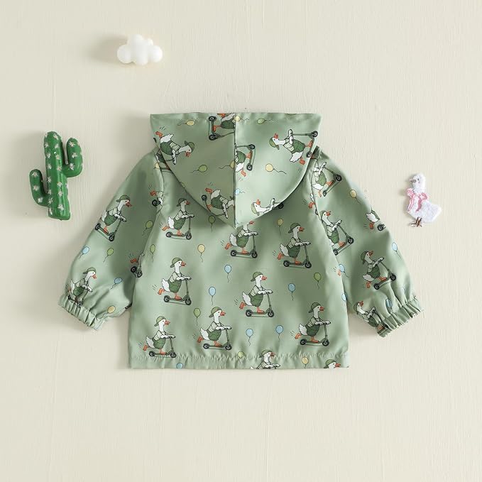 Toddler Baby Boy Lightweight Hooded Jacket Excavator Coat Outwear | Truck Print - Image 7