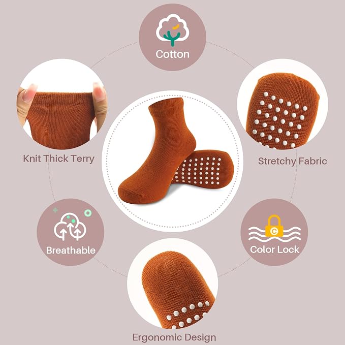 Baby Toddlers Crew Socks with Non-Slip Grip 12 Pack Cotton Stretch Socks | Soft - Image 4