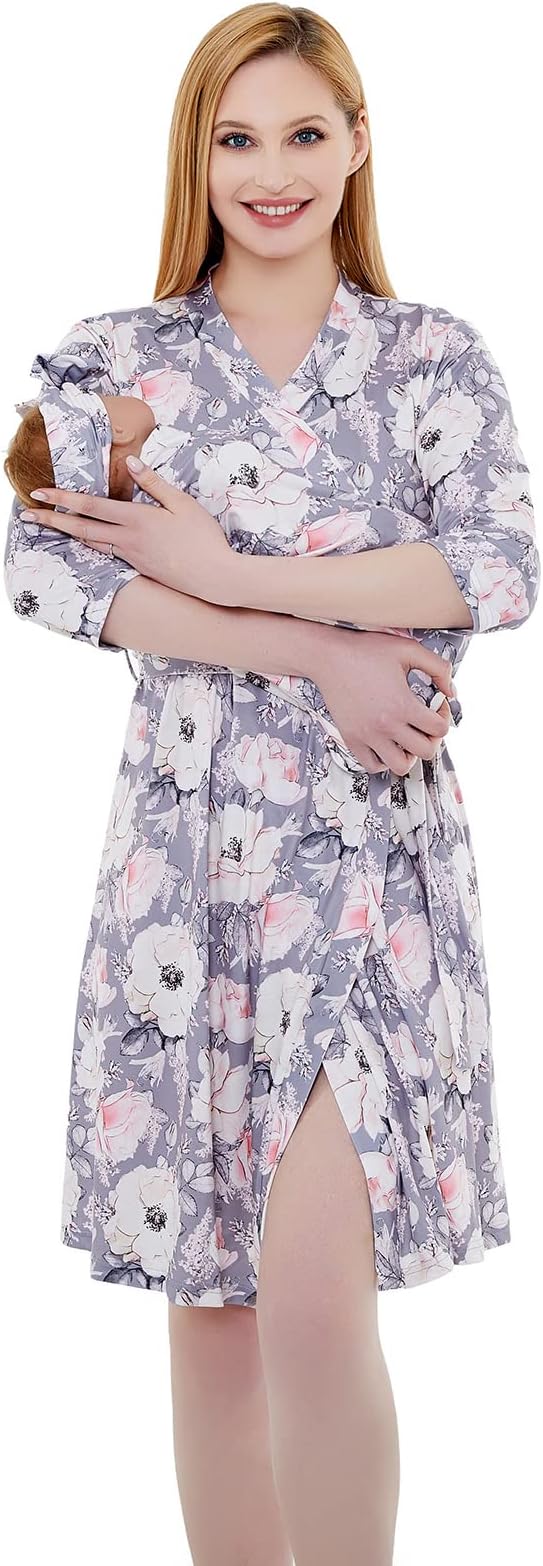 Galabloomer Maternity Robe and Receiving Blanket, Matching Mommy Labor Robe | by Galabloomer