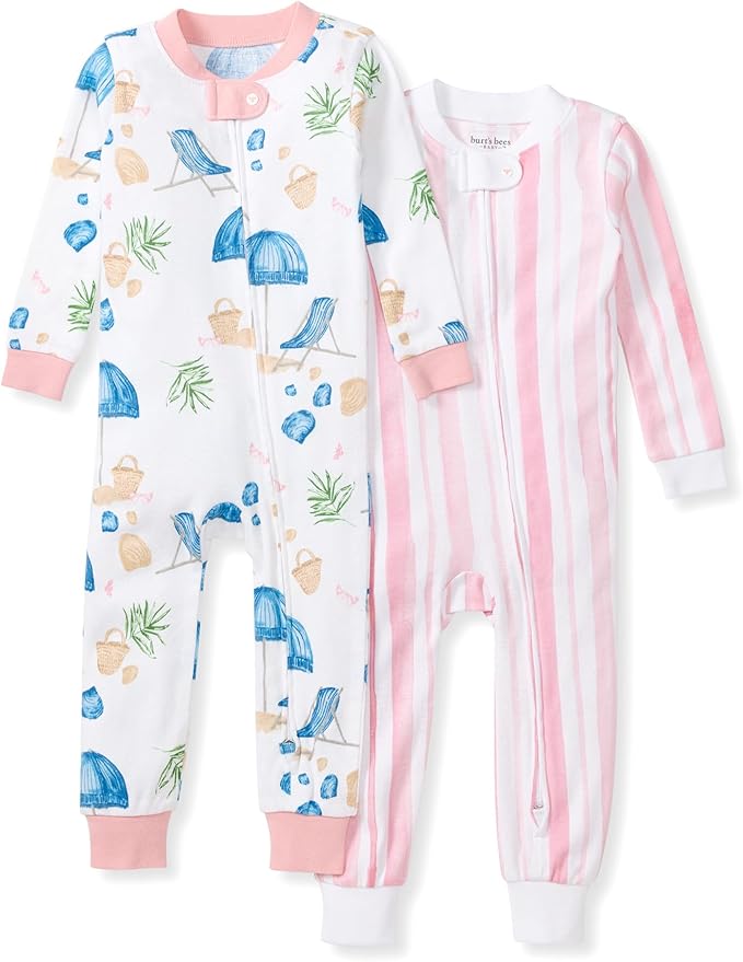 Burt's Bees Baby baby-girls Sleepers, 100% Organic Cotton, One-piece Zip Up Footless Jumpsuit, Snug Fit Pajamas