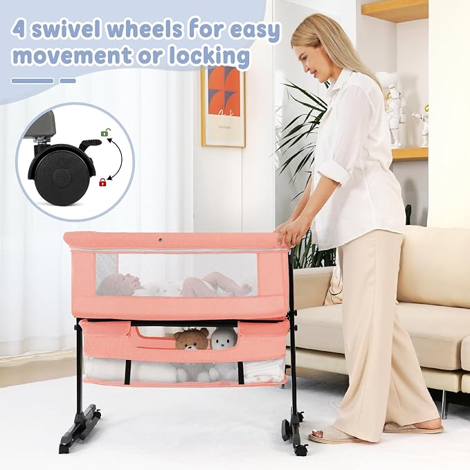 Semphis 3 in 1 Bassinet Bedside Sleeper, Baby Bassinets Bedside Sleeper - Image 6