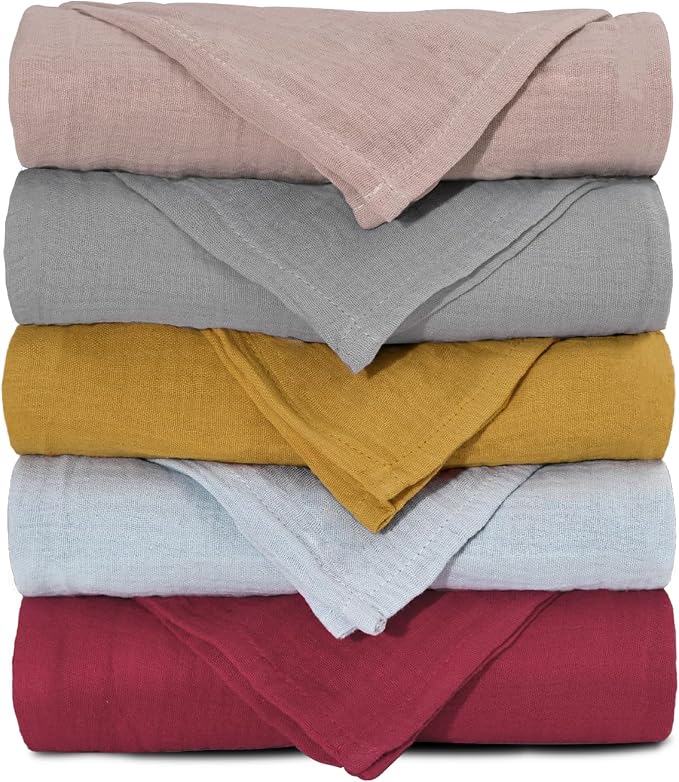 Muslin Receiving Blankets 5 Pack, Soft Swaddle Wraps by LYRICHOMBABY