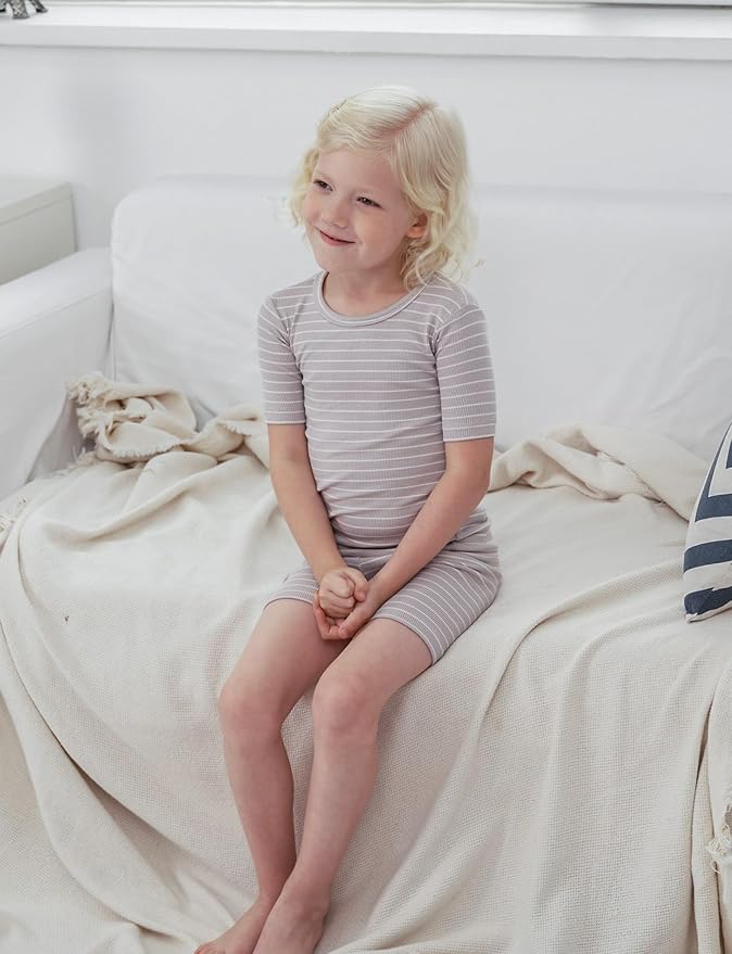 AVAUMA Stripe Pattern Baby Boys Girls Pajama Set Kids Toddler Snug fit Ribbed - Image 2