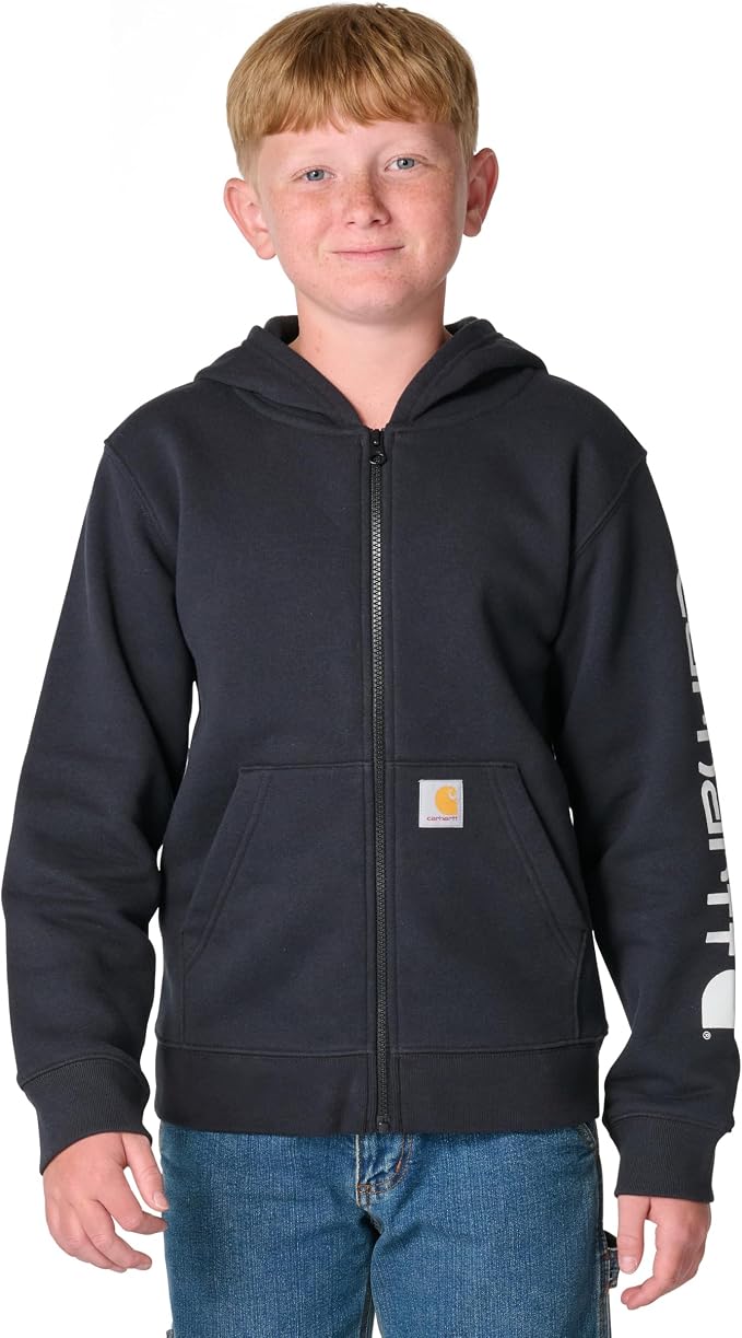 Carhartt Kid's CP8675 Long-Sleeve Full-Zip Logo Sweatshirt - Image 2