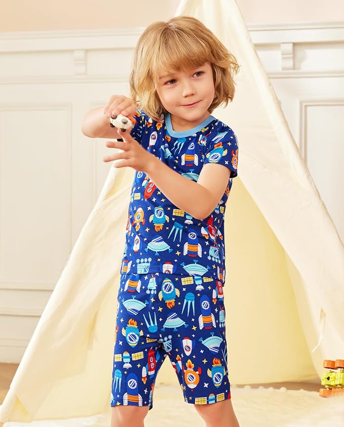 babee Reshinee Bamboo Viscose Toddler Boys Pajamas Set, Short Sleeve Kids - Image 8