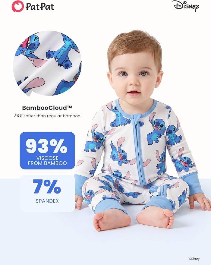Disney Baby Viscose Made from Bamboo 2-Way Zipper Footie Outfit NB to Inf - Image 4