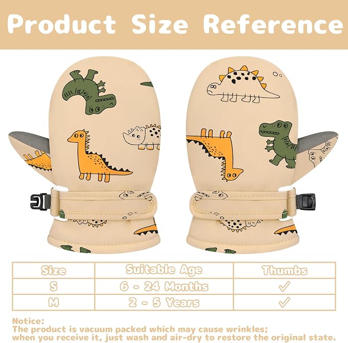 Olreco Baby Toddler Mittens Waterproof Infant Baby Winter Mittens Toddler Snow - Image 6