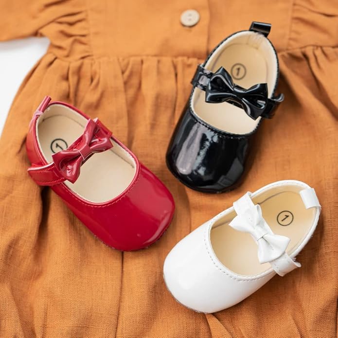 Meckior Infant Baby Girls Soft Sole Bowknot Princess Wedding Dress Mary Jane - Image 2