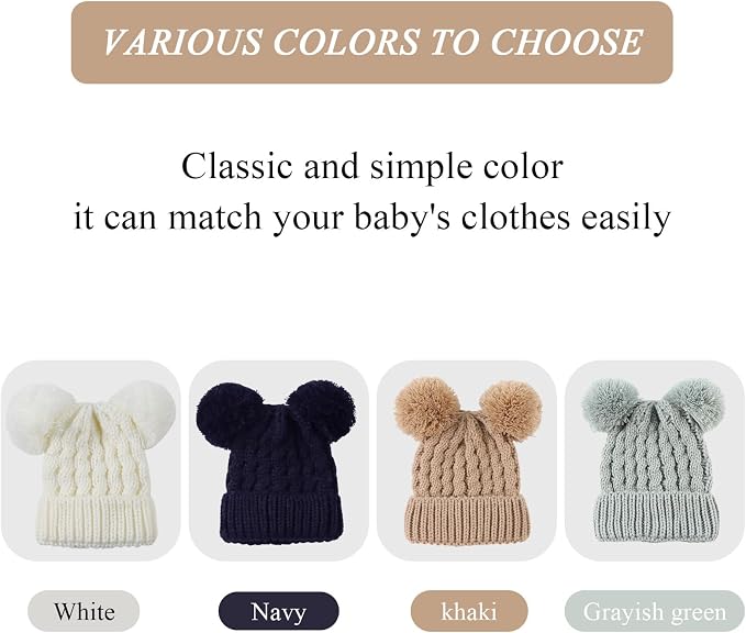 Yuoahcn Baby Girl Beanie Winter Baby Boy Hat Pom pom Warm Infant Toddler Cold - Image 5