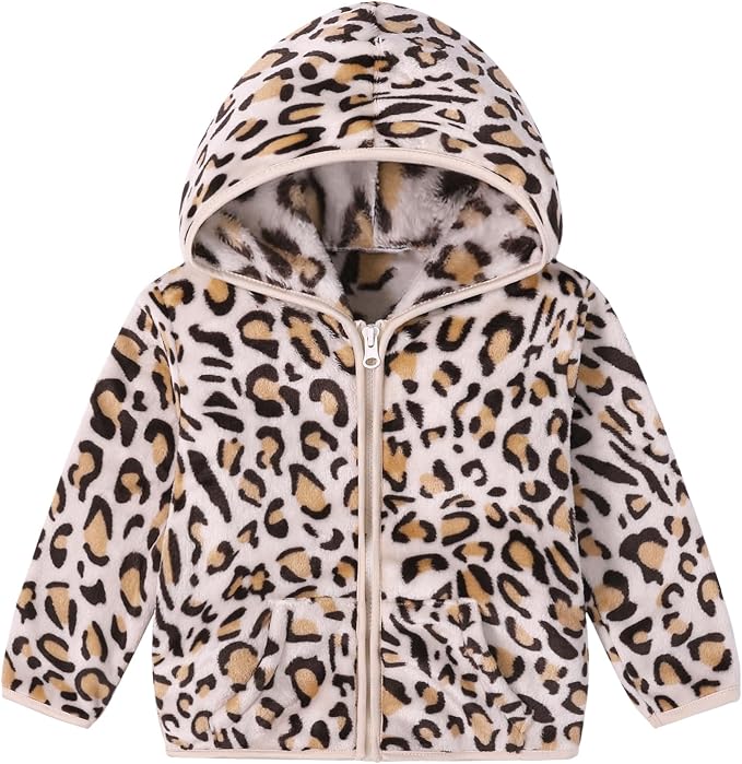 Toddler Baby Girl Fleece Jackets Fall Clothes Hooded Zip Fuzzy Coats by Adarl