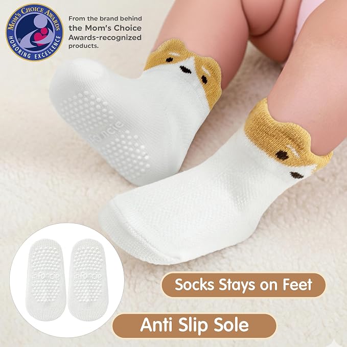 GOTS Organic Cotton Blend 7 Baby Socks 0-6 Months Animal Design Non Slip - Image 5
