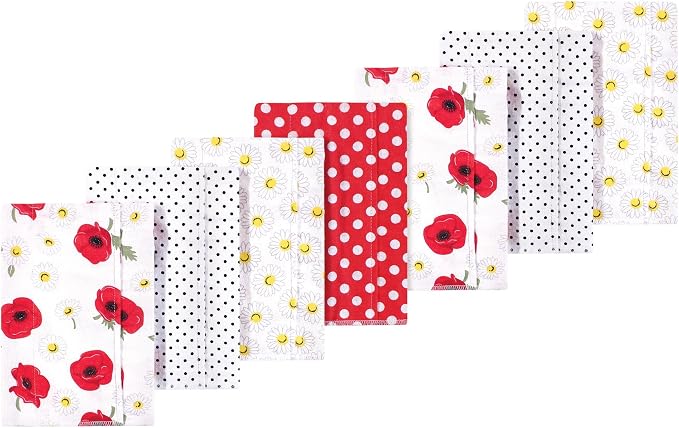 Luvable Friends Hudson Baby Flannel Burp Cloths 7pk, Poppy Daisy Floral by Luvable+Friends