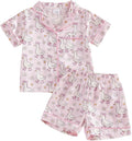 Kuriozud Toddler Baby Girl Pajamas Set Summer Floral Short Sleeve Button Down by Kuriozud