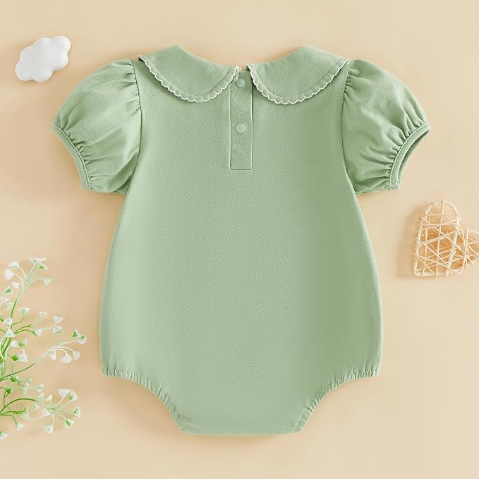 Baby Boy Girl Bubble Romper Short Sleeve Collar Summer Bodysuit - Image 3