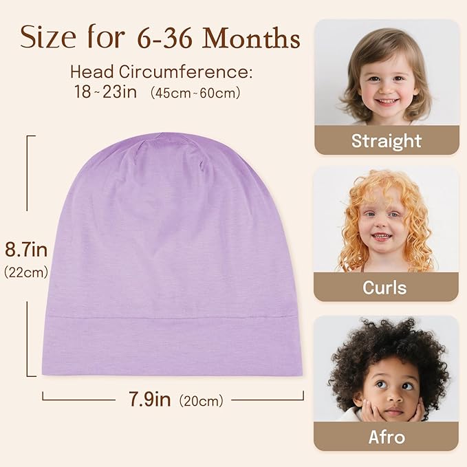 OLESILK Silk Toddler Bonnet 6-36 Months: 100% Mulberry Silk & Modal, Anti-Frizz for Curly Hair, Adjustable Fit Growing Baby