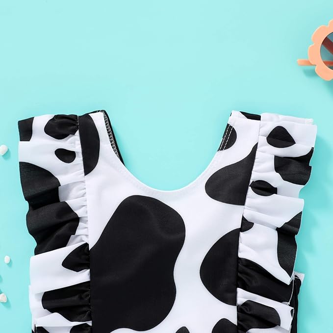 Happy Town One-Piece Infant Toddler Baby Girl Summer Swimsuit Watermelon Leopard Ruffle Swimwear Bikini Bathing Suit
