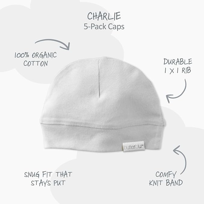 Charlie 5-Pack Caps 100% Organic Cotton Beanie Hats | GOTS certified Organic - Image 3