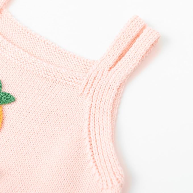 Simplee kids Baby Girl Romper, Sleeveless Pompoms Square Neck | Soft Breathable - Image 6