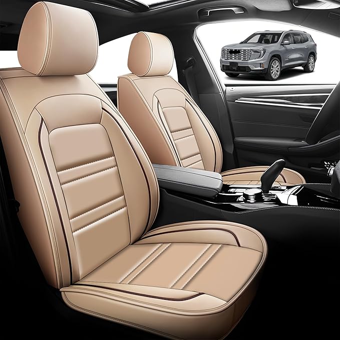 Seat Cover for gmc Acadia 2016-2025 | Car Seat Covers Front Seats, Waterproof Seat Protectors, Automotive Front Seat Covers (Front Seat, Beige)