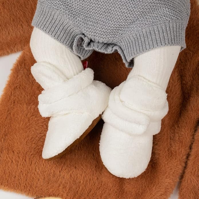 Babelvit Newborn Baby Boy Girl Soft Fleece Booties Stay On Infant Slippers - Image 2