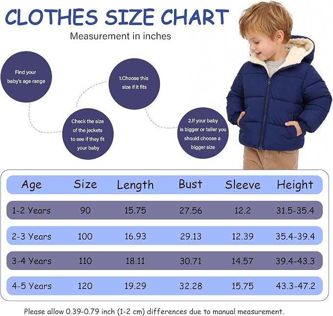 Baby Winter Coats Toddler Hooded Jackets Cotton Warm Lined Puffer Outerwear - Image 7