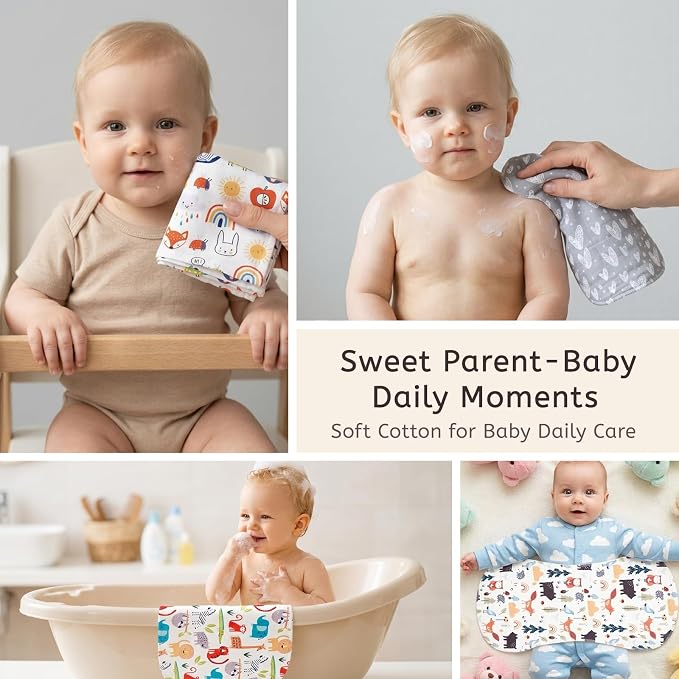 5Pcs Burp Cloths Baby Boy & Girl Soft Absorbent Baby Burp Cloths - Image 5