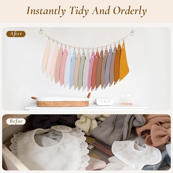 POVETIRE 2PCS Baby Pacifier Clip Holder Baby Bibs Organizer, Baby Bibs Bandana - Image 3