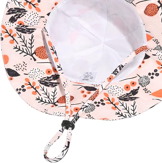 Baby Girl Sun Hat with UPF 50+ Outdoor Adjustable Beach Hat with Wide Brim Bucket Hats