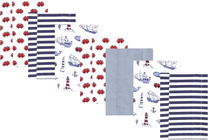 Luvable Friends Hudson Baby Flannel Burp Cloths 7pk, Coastal Lighthouse by Luvable+Friends