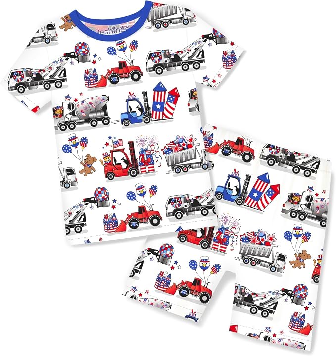 babee Reshinee Bamboo Viscose Toddler Boys Pajamas Set, Short Sleeve Kids by babeeReshinee