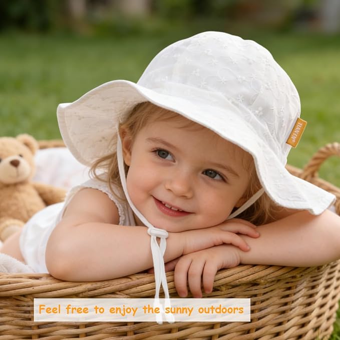 Baby Girl Sun Hat with UPF 50+ Outdoor Adjustable Toddler Beach Hat with Wide - Image 2