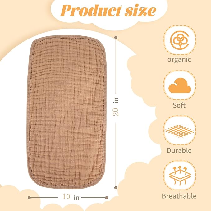 MIGIOL Baby Burp Cloths 100% Cotton Newborn Muslin Burp Cloths 10x20 inches - Image 2