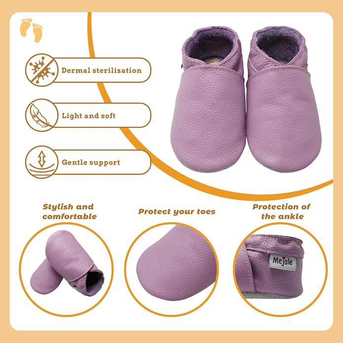 Mejale Baby Infant Toddler Shoes Slip-on Soft Sole Leather Moccasins Pre-Walkers - Image 4