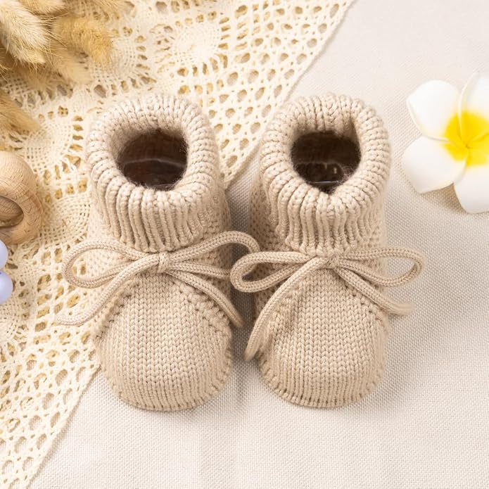Meckior Baby Booties Newborn First Walkers Cozy Shoes Warm Hand Crochet Knit - Image 3
