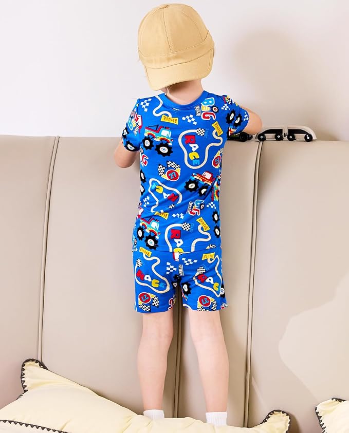 babee Reshinee Bamboo Viscose Toddler Boys Pajamas Set, Short Sleeve Kids - Image 3