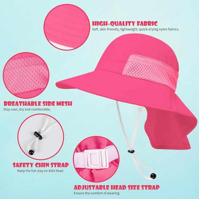 Toddler Baby Sun Hat Kids Summer Beach Essentials Adjustable Beach Hats - Image 4