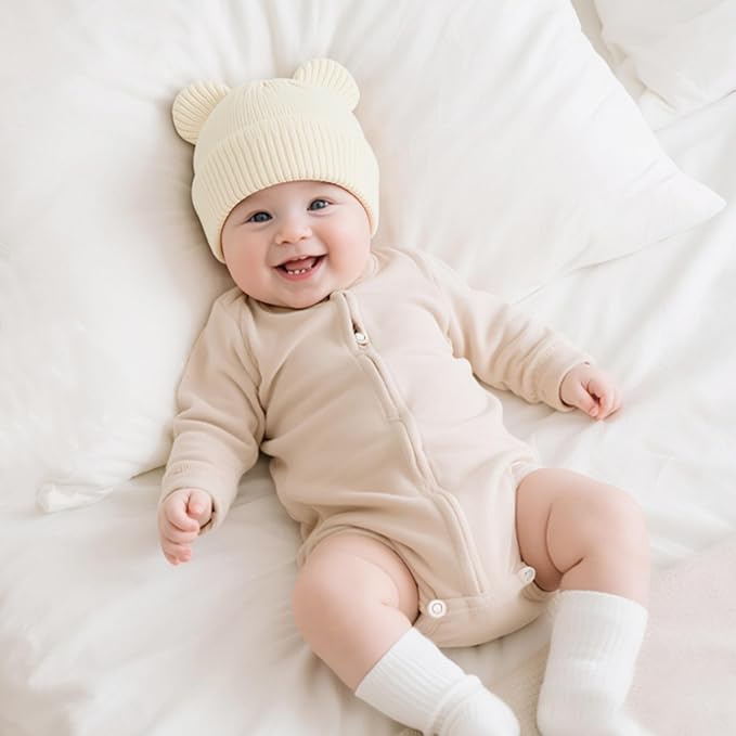 Hadetoto Cotton Baby Beanie Winter Knitted Hat - Image 2