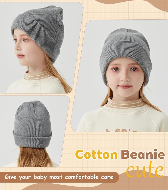 100% Cotton Baby Beanie Toddler Boys Girls Kids Winter Hat Knit Winter Warm Cap - Image 3