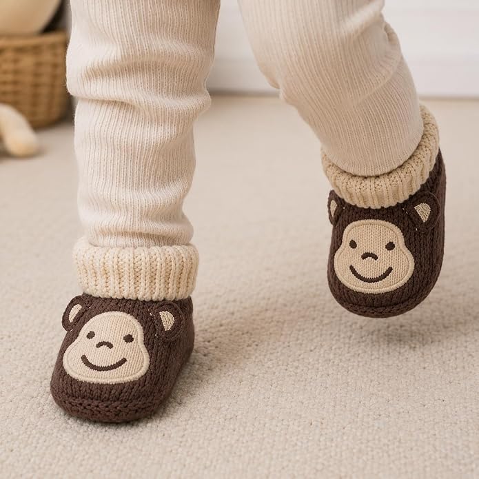 2 Pairs Baby Booties Newborn First Walkers Cozy Shoes Warm Knit Soft Booties - Image 3