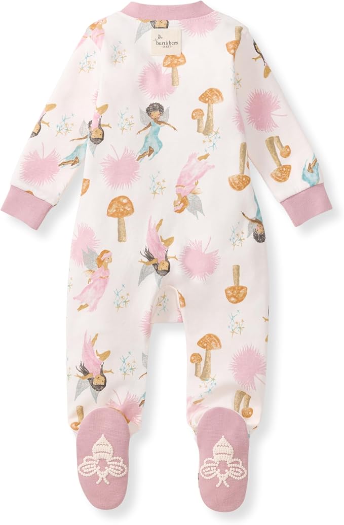 Burt's Bees Baby Girls' Organic Cotton, Sleep and Play Footed Pajamas | Easy - Image 2