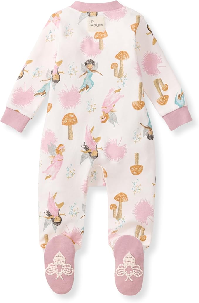 Burt's Bees Baby Girls' Organic Cotton, Sleep and Play Footed Pajamas | Easy - Image 2
