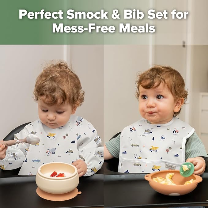 haakaa Waterproof Baby Bibs for Eating 2pcs for 6-24M - Image 2