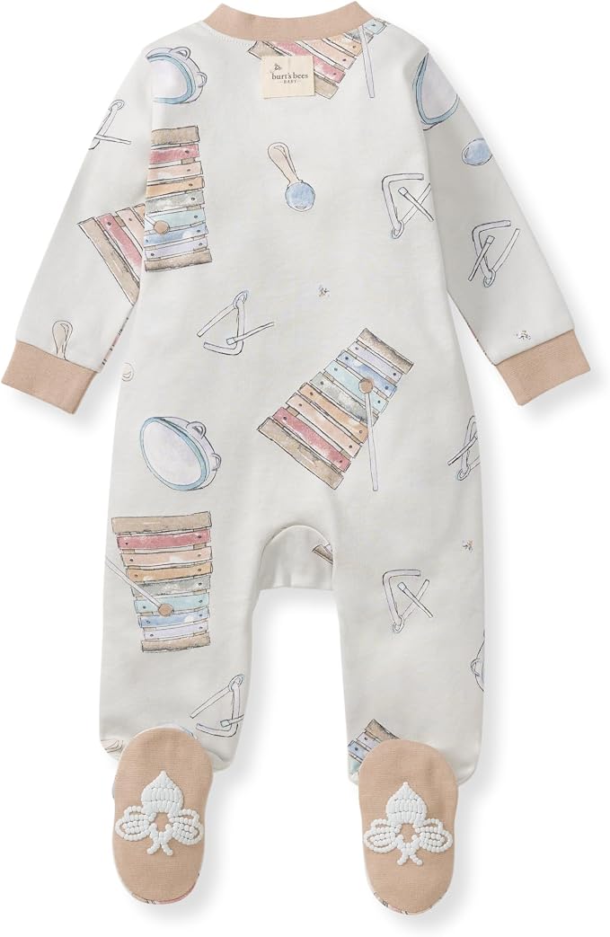 Burt's Bees Baby Boys' Organic Cotton, Sleep and Play Footed Pajamas | Easy zip - Image 2