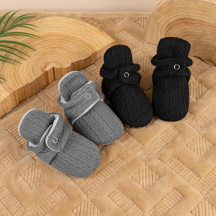 Babelvit Newborn Baby Boy Girl Soft Fleece Booties Stay On Infant Slippers - Image 4
