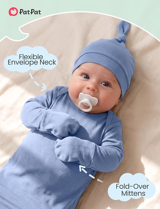 PATPAT Baby Sleeper Gown with Hat - Image 3