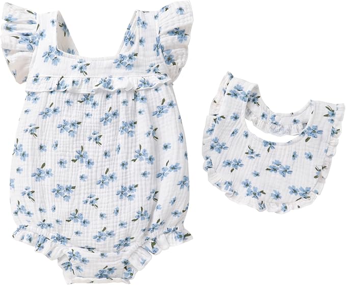 YOUNGER TREE Baby Girl Romper 100% Cotton Ruffle Sleeveless Summer Outfit by YOUNGERTREE
